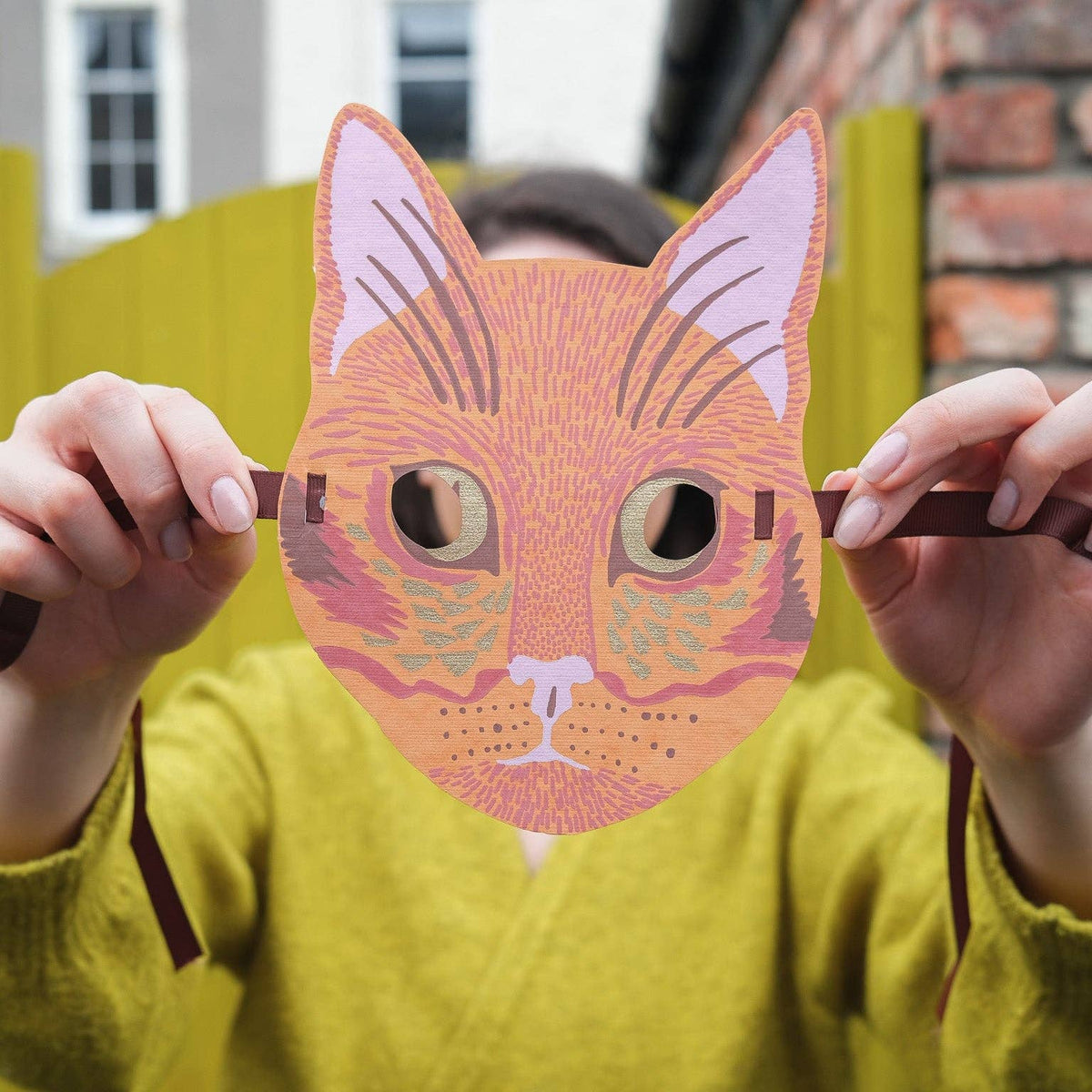 Screenprinted Cat Mask Greeting Card-thumbmail-1