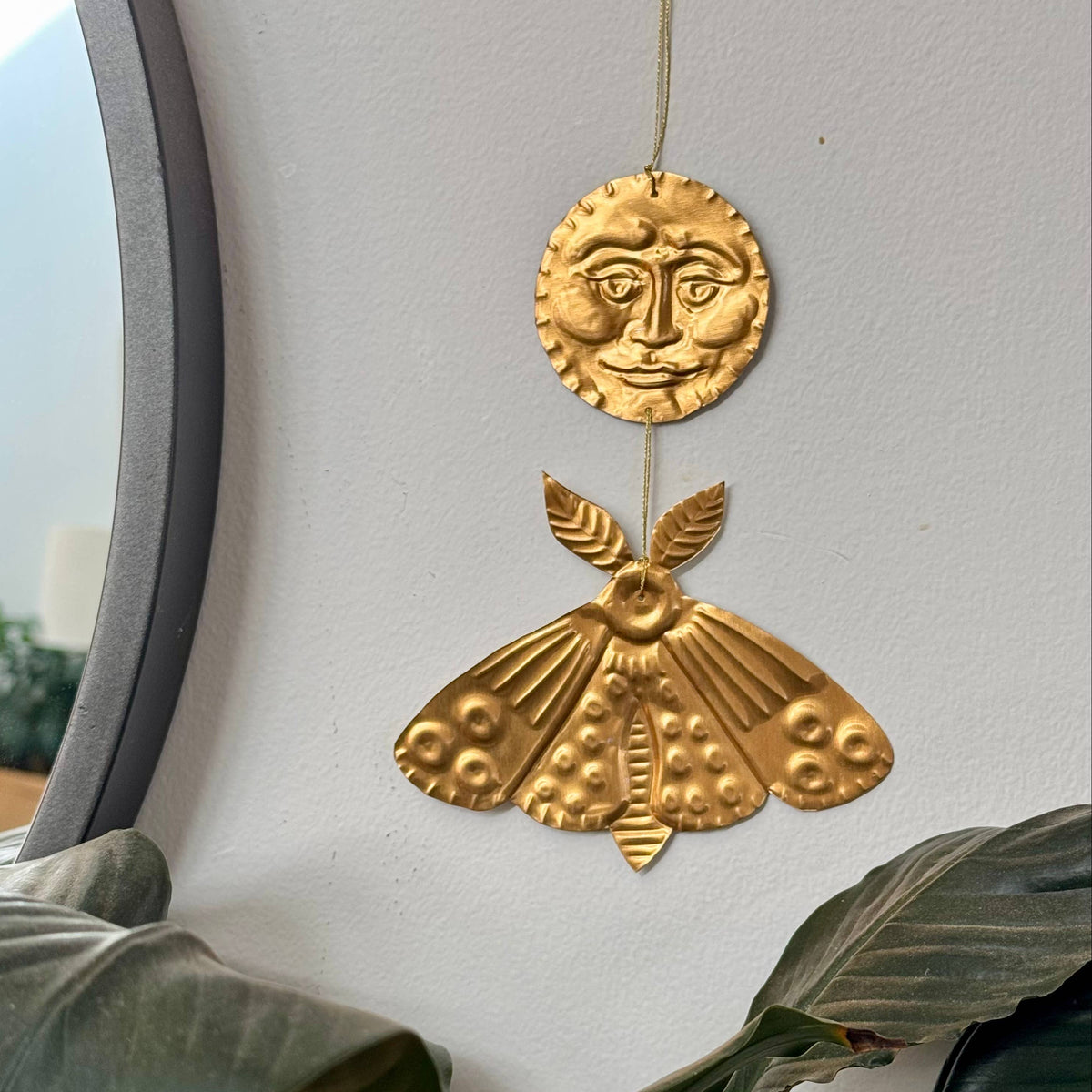 Gold Moon and Moth Wall Hanging