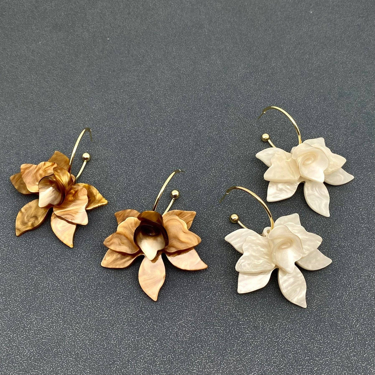 Resin Flower Hoop Earrings