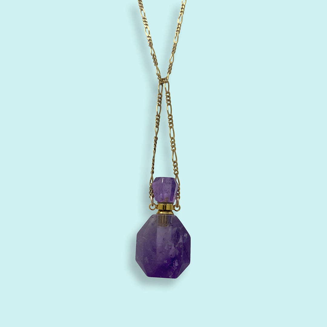 Amethyst Perfume Bottle Drop Chain Necklace-thumbmail-2