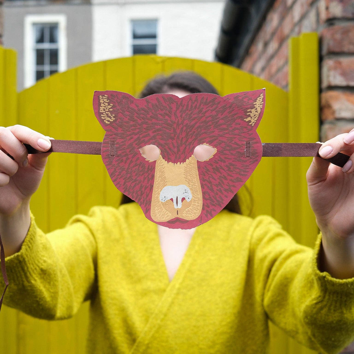 Screenprinted Bear Mask Greeting Card-thumbmail-1