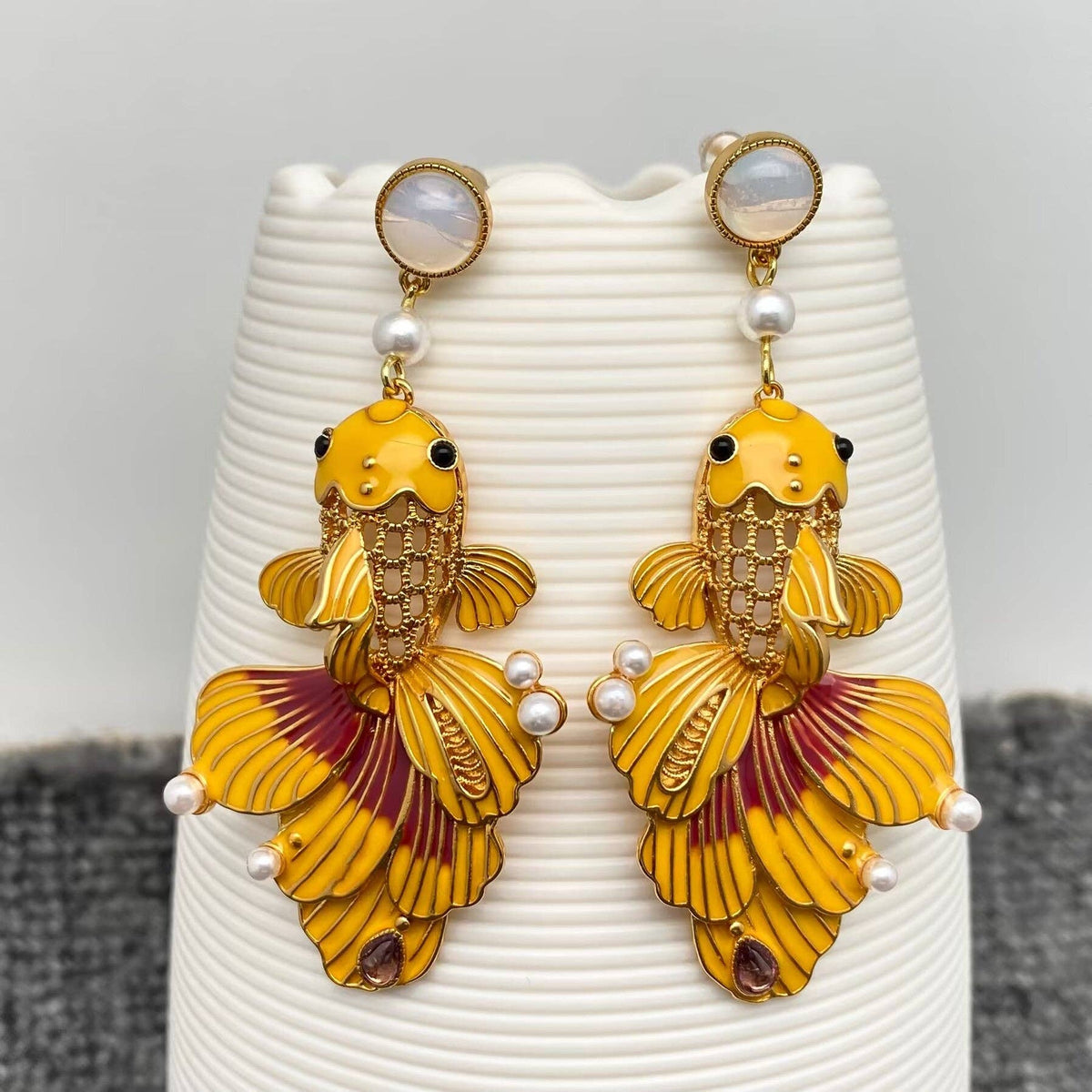 Enamel Goldfish Earrings