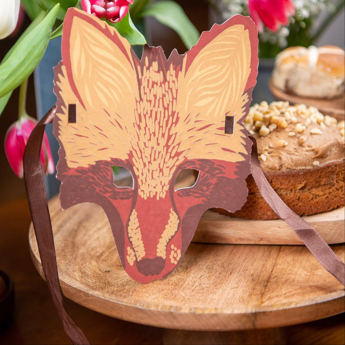 Screenprinted Fox Mask Greeting Card
