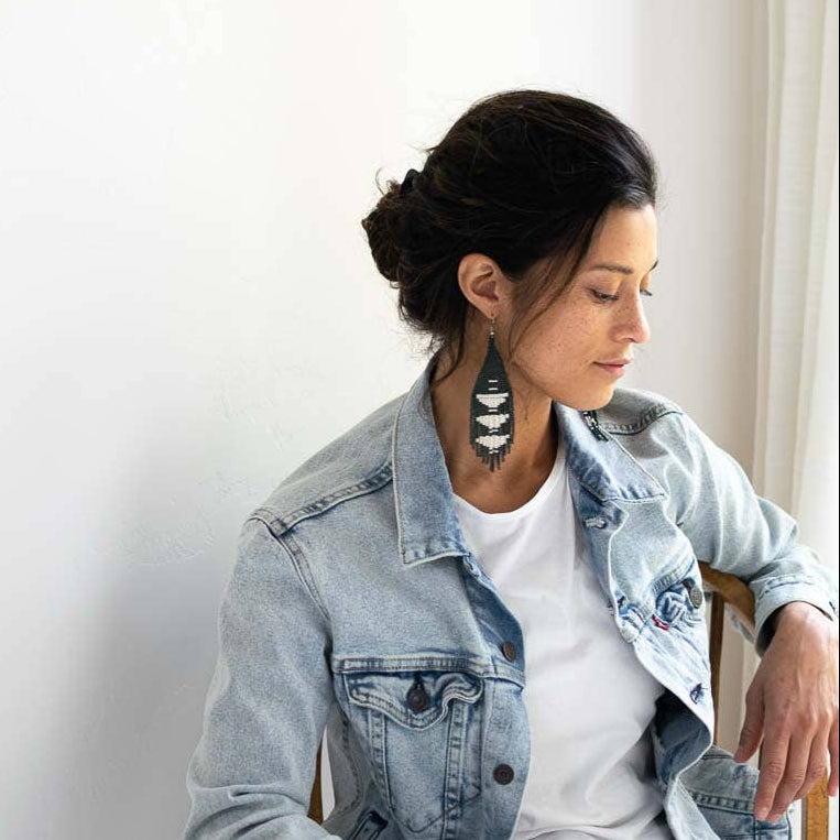 Beaded Fringe Earrings: Jade-thumbmail-3