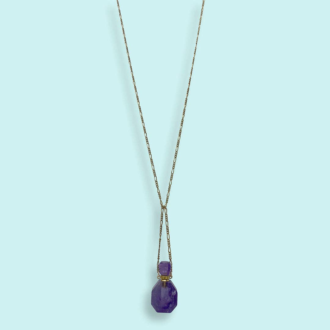 Amethyst Perfume Bottle Drop Chain Necklace-thumbmail-3