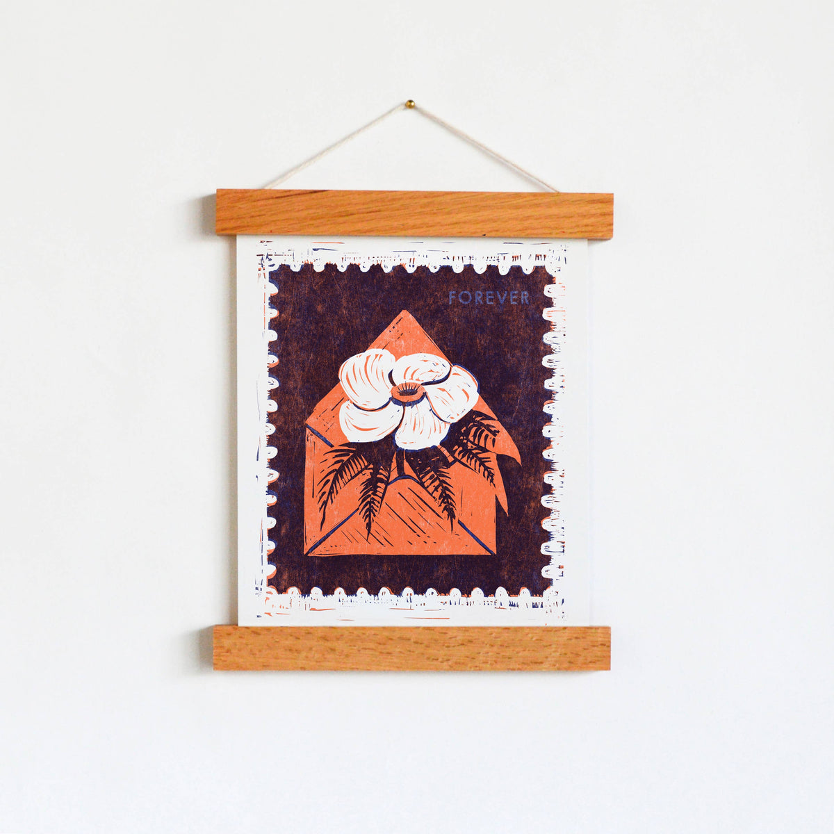 Dogwood & Fern Forever Stamp 8"x10" Woodblock Art Print-thumbmail-1