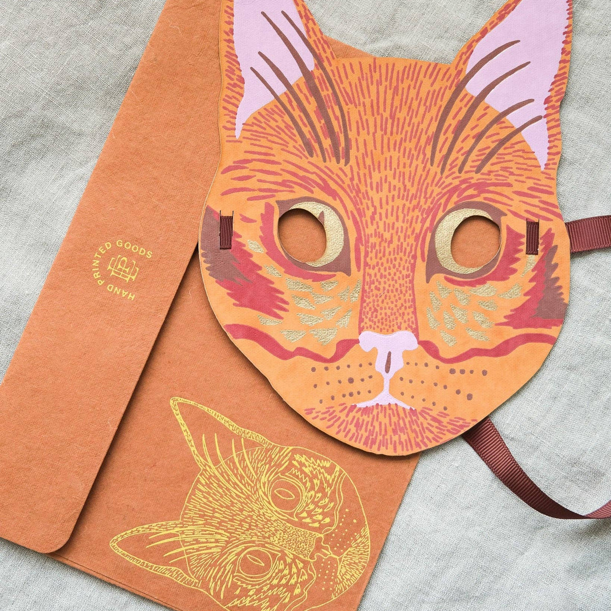Screenprinted Cat Mask Greeting Card-thumbmail-2
