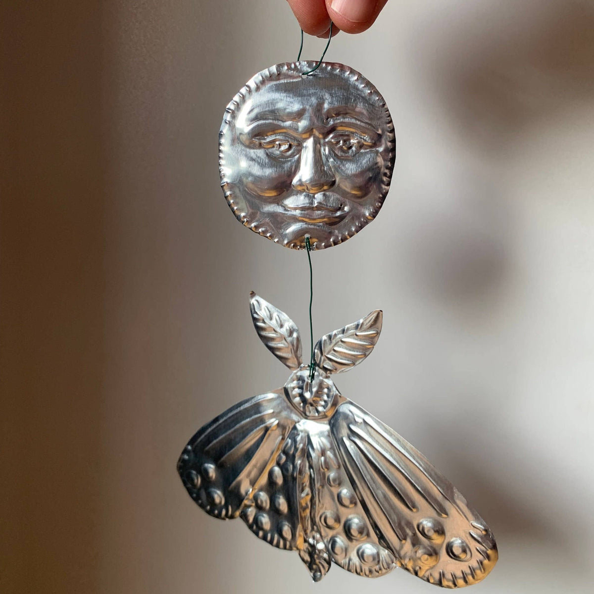 Silver Moon and Moth Wall Hanging-thumbmail-1