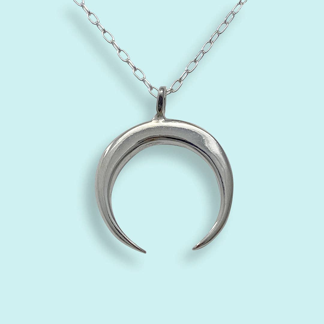 Sterling Silver Crescent Moon Necklace-thumbmail-2