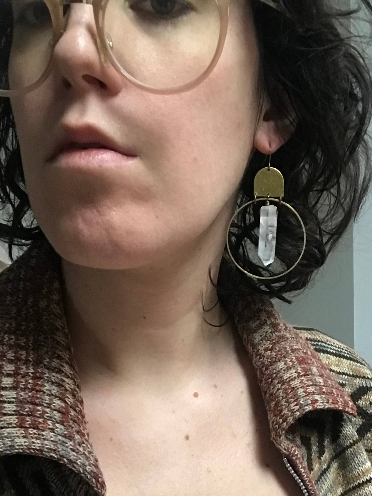 Clear Quartz Arc + Circle Earrings-thumbmail-2