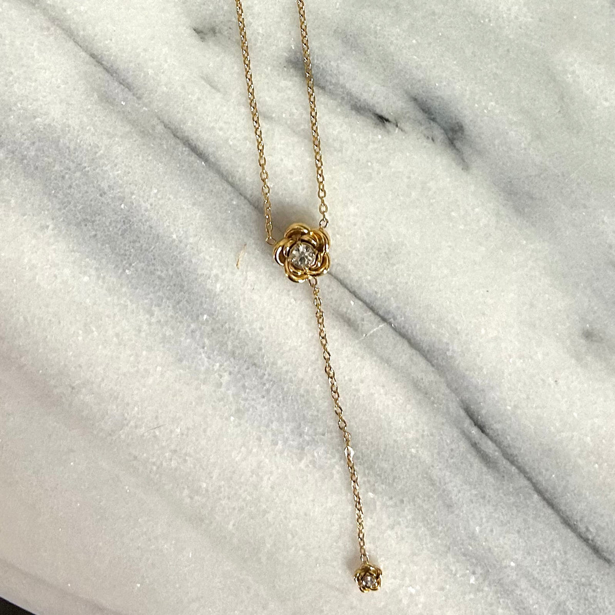 Gold Drop Flower Necklace-thumbmail-3