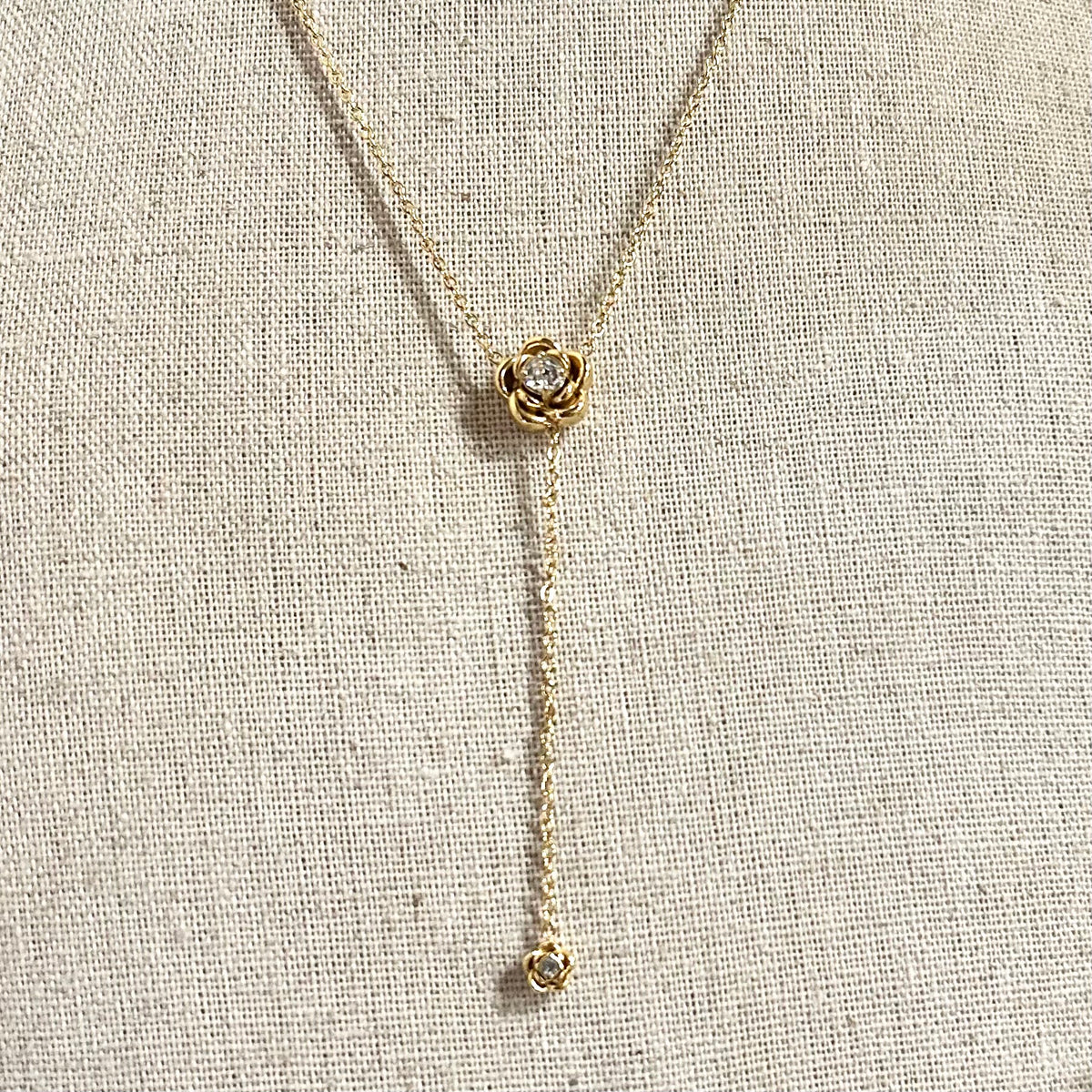 Gold Drop Flower Necklace