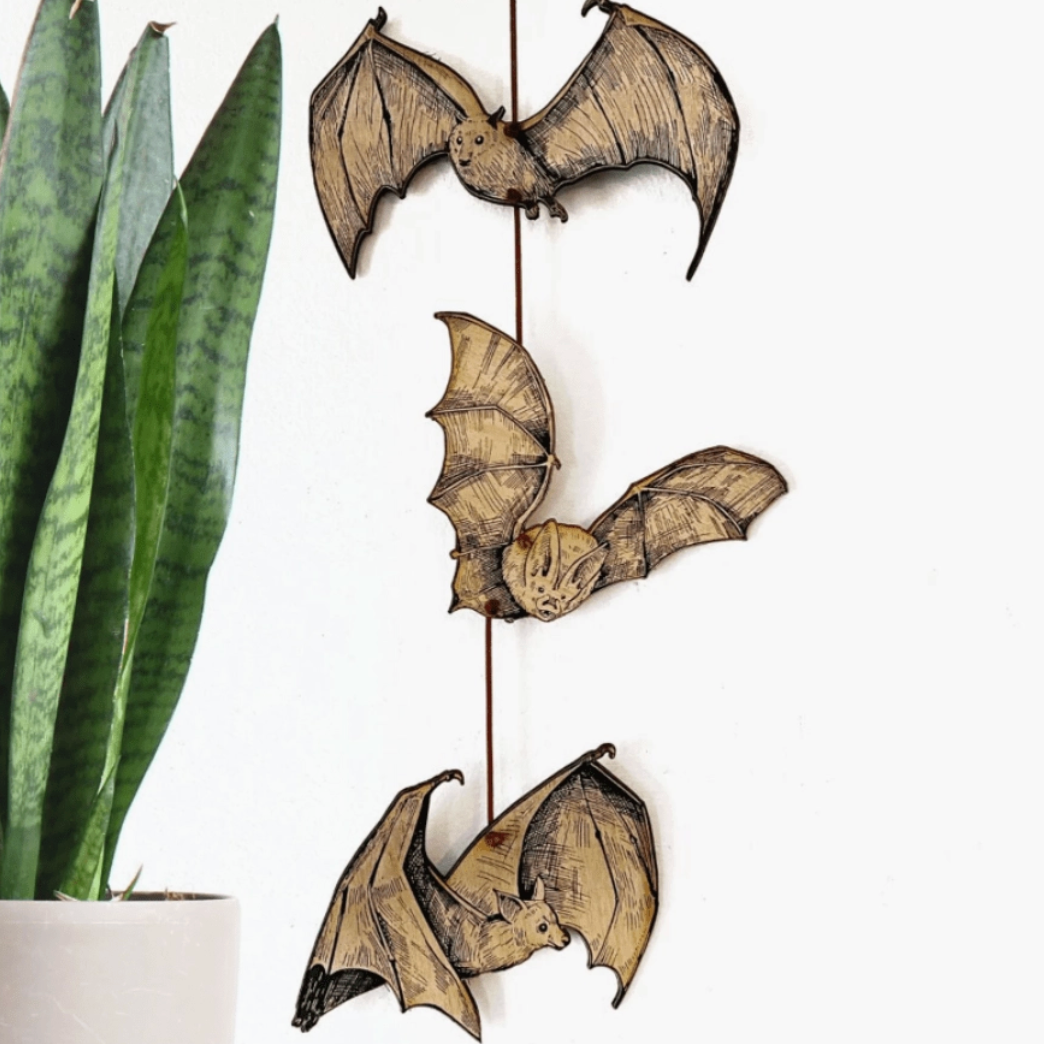 Hanging Bat Wooden Garland-thumbmail-1