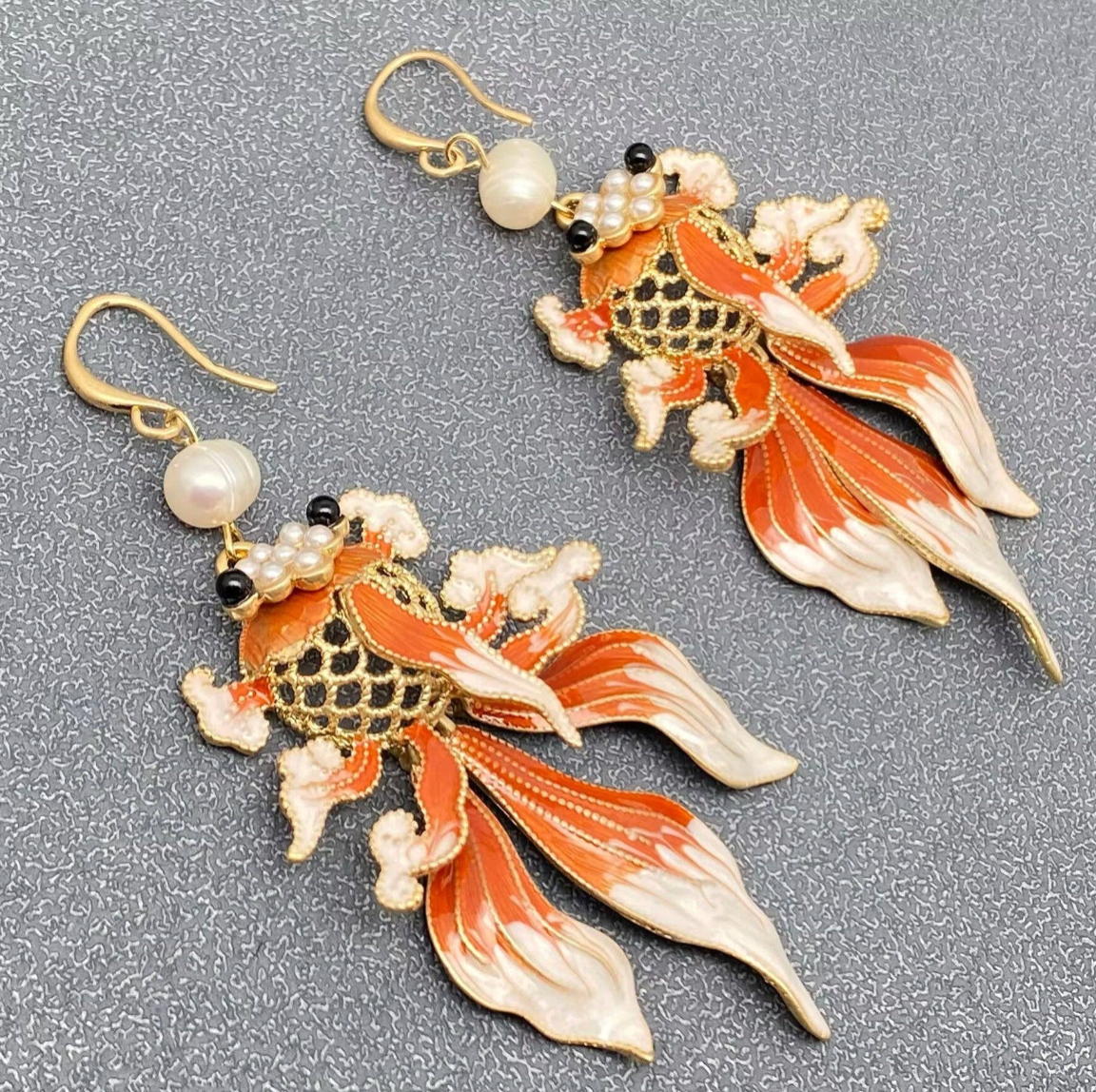 Enamel Goldfish Earrings