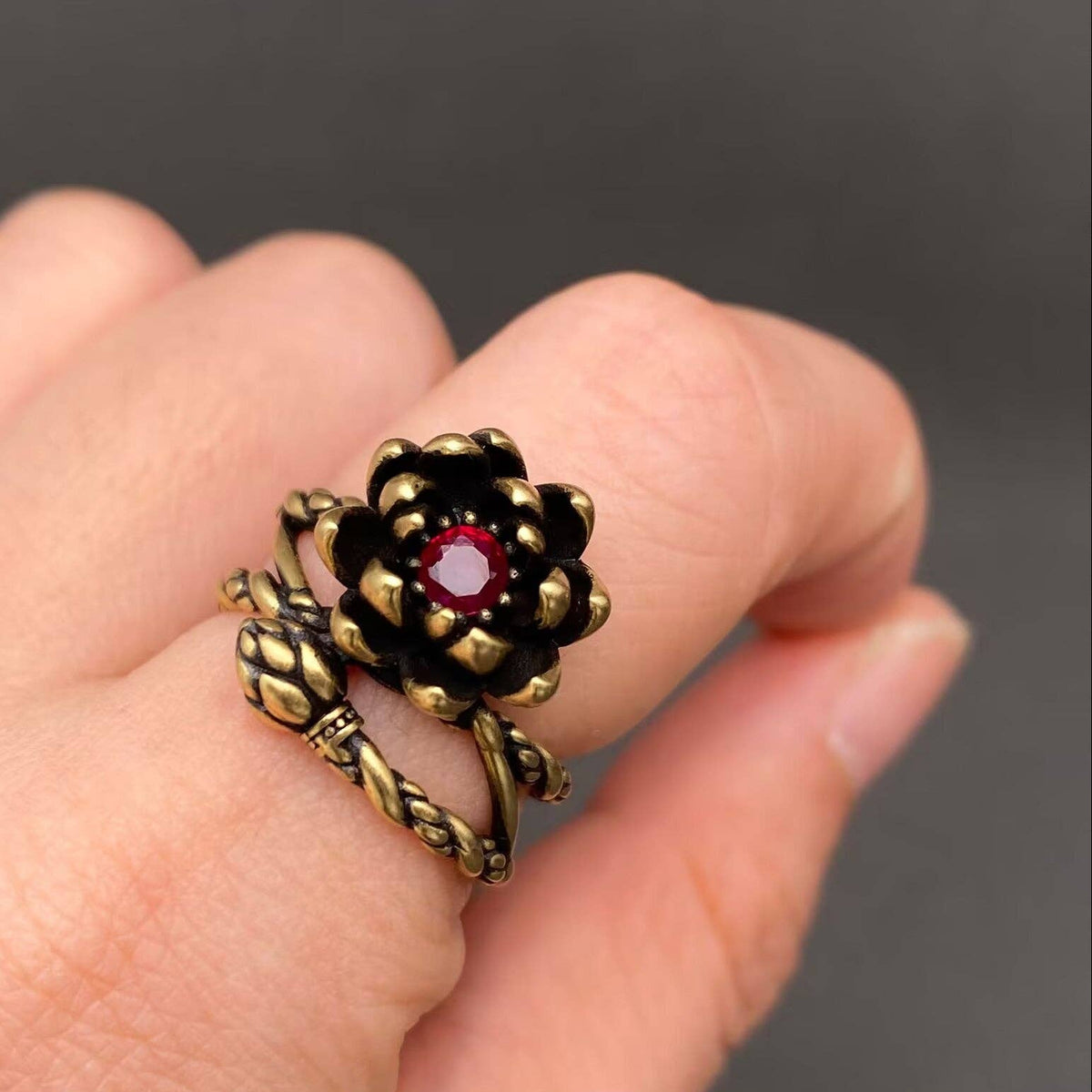 Inlaid Rose Adjustable Ring-thumbmail-1