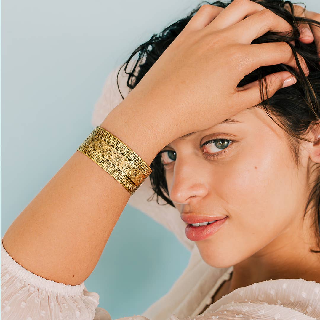 Garden Party Cuff Bracelet in Gold or Silver-thumbmail-2
