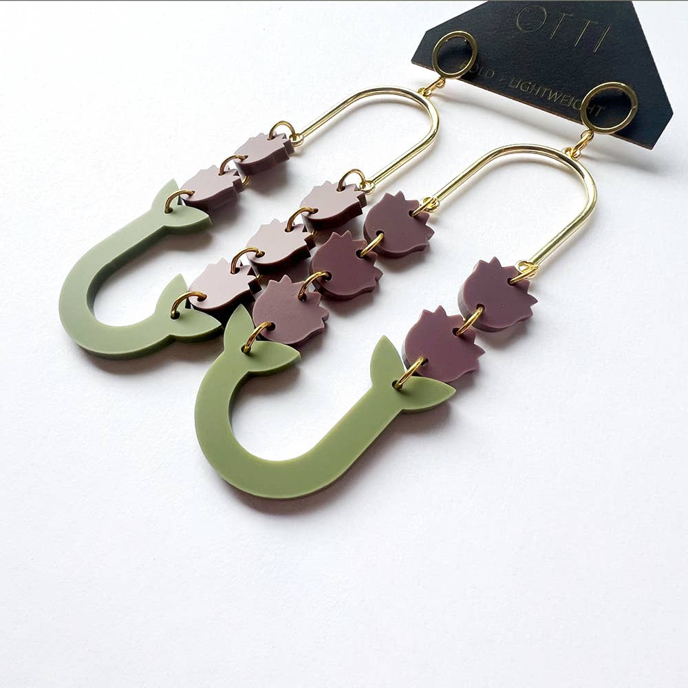 Acrylic Flower Statement Earrings: Lavender-thumbmail-3