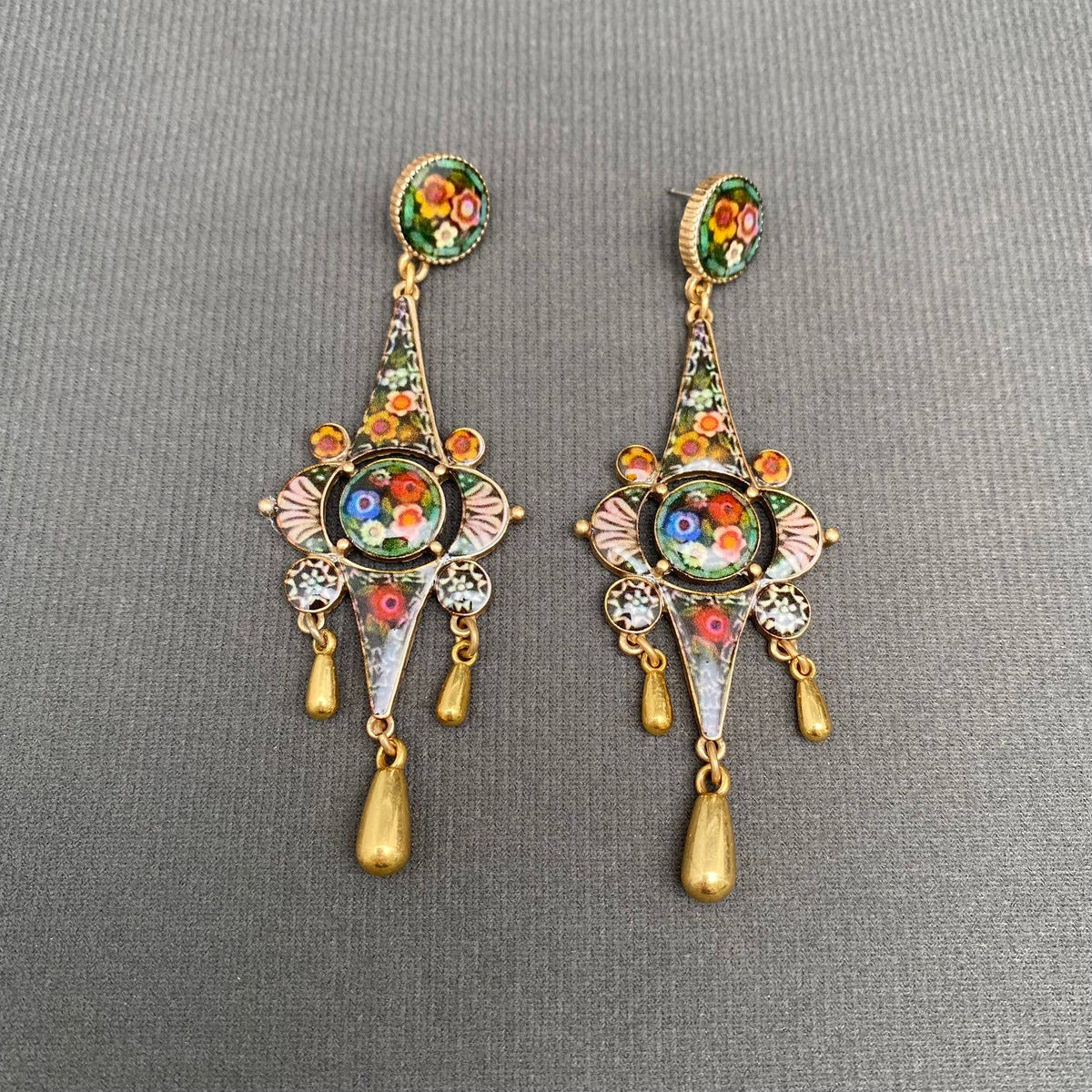 Flower Print Metal Earrings-thumbmail-1