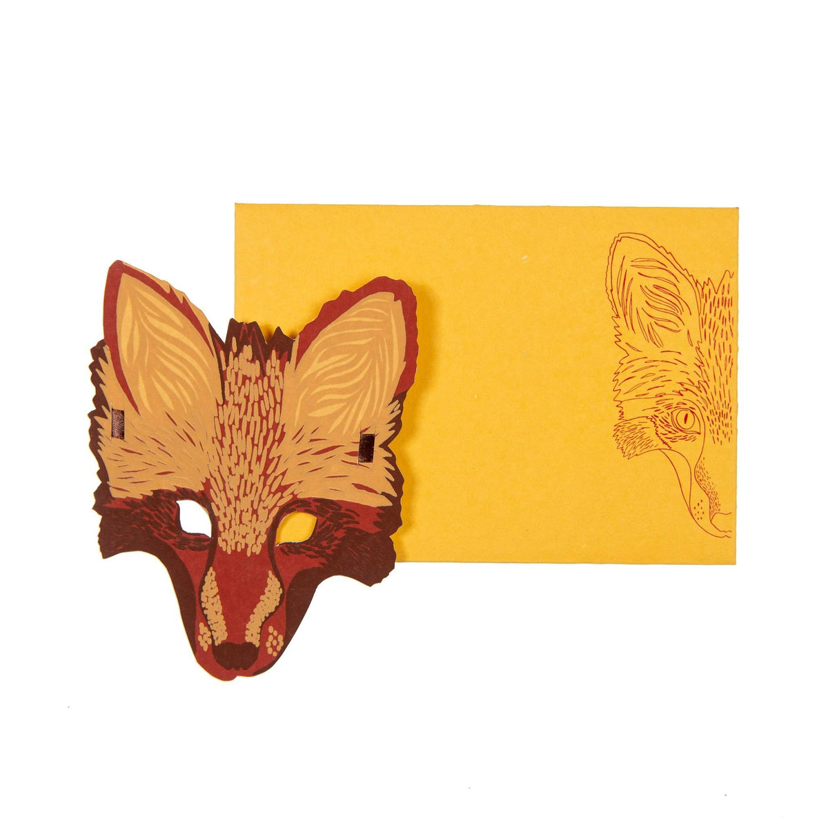 Screenprinted Fox Mask Greeting Card