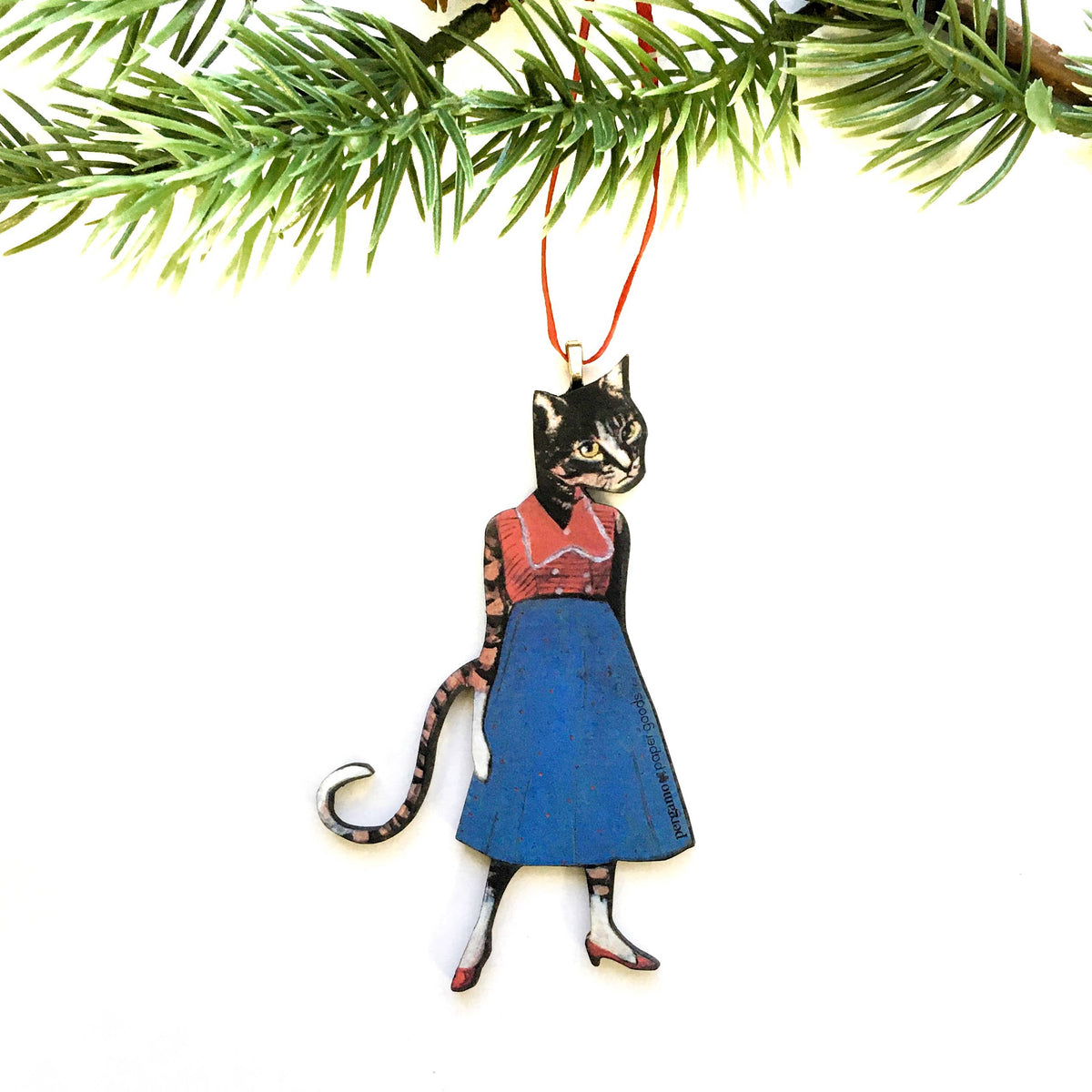 Red Shoe Cat Christmas Ornament-thumbmail-1